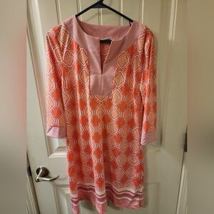 NWT Cabana Life Coral Geo Tunic Dress UPF 50+ Size Small